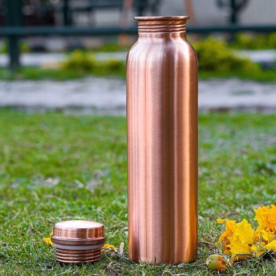 Peekdee Copper Plain Water Bottle for Yoga/Ayurveda Health Benefit Handmade Leak Proof 900 ml Bottle(Pack of 1, Copper, Copper)