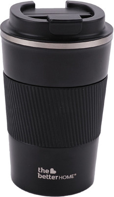The Better Home 500 ml Steel Bottle With Drinking Glass(Pack of 1, Black)