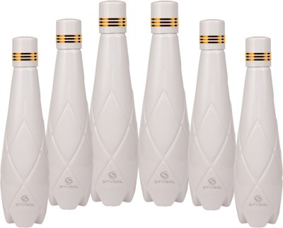 Stysol Fridge Plastic Water Bottle White Set Of 6 1000 ml Bottle(Pack of 6, White, Plastic)