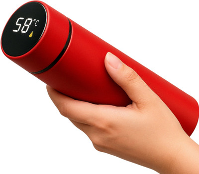 CROFIT Hot and Cold Smart LED Display Temperature Bottle 500 ml Flask(Pack of 1, Red, Steel)