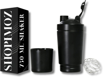 ShopiMoz 750 ml Stainless Steel Shaker(Pack of 1, Black)