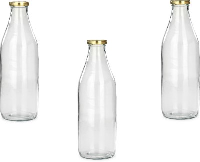 1st Time Water/ Milk Bottle With Lid, Set Of 3, 1000 Ml -RT113 1000 ml Bottle(Pack of 3, Clear, Glass)