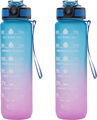 KUBER INDUSTRIES 1000 ml Plastic Bottle(Pack of 2, Blue, Purple)