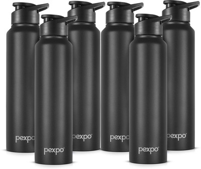 pexpo 950 ml Steel Bottle(Pack of 6, Black)