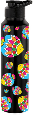 NIRLON 1000 ml Steel Bottle(Pack of 1, Black)