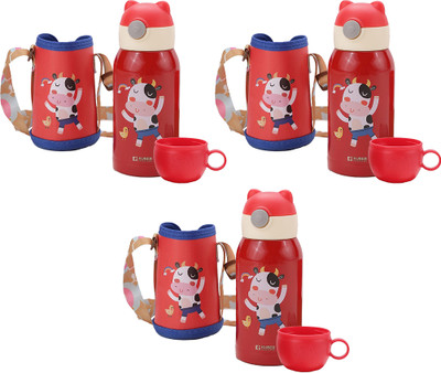 KUBER INDUSTRIES 500 ml Steel Sipper(Pack of 3, Red)