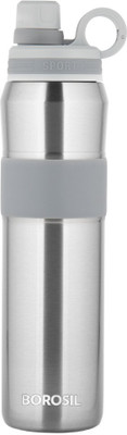 BOROSIL Thirst Burst Double Wall Vacuum Insulated 800ml Bottle, 12 hrs. Hot & Cold Flask 800 ml Bottle(Pack of 1, Silver, Steel)
