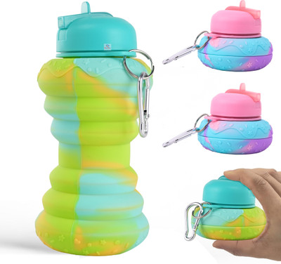 Heart Home 600 ml Silicone Bottle(Pack of 4, Green, Pink)