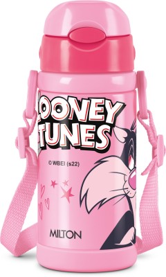 MILTON Charmy 450 Looney Tunes Thermosteel Kids Water Bottle, Pink 400 ml Bottle(Pack of 1, Pink, Steel)