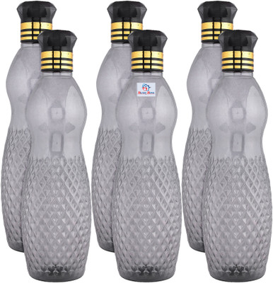 Heart Home 1000 ml Plastic Bottle(Pack of 6, Black)