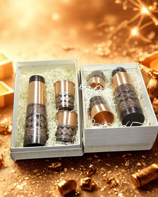 Tanmon Retail 930 ml Copper Bottle With Drinking Glass(Pack of 3, Copper)