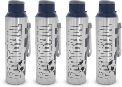 Dhara Stainless Steel Single Wall Football Breeze 700 Leak Proof Airtight Flip Cap Water Bottle 650 ml Bottle(Pack of 4, Blue, Steel)