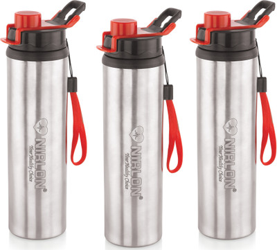 NIRLON Tranzy Sipper Stainless Steel Single Wall Water Bottle 900 Ml Bottle  (Pack Of 3, Silver, Steel) For Rs. 399 @ 73 %