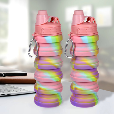 KUBER INDUSTRIES 500 ml Silicone Bottle(Pack of 2, Pink)