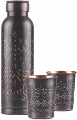 MILTON Copper Elegante Gift Set (1 Bottle 940 ml, 2 Tumbler 240 ml Each), Ethnic 1420 ml Bottle With Drinking Glass(Pack of 1, Copper, Copper)