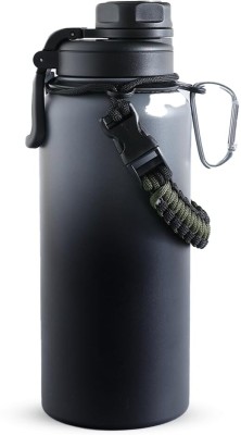 KUBER INDUSTRIES Water Bottle with Rope|Hot & Cold Water Bottle|960 ML|LX-230608|Black & Gray 960 ml Bottle(Pack of 1, Black, Grey, Steel)