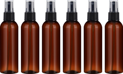 nsb herbals 100 ml PET Spray Bottle(Pack of 6, Brown, Black)