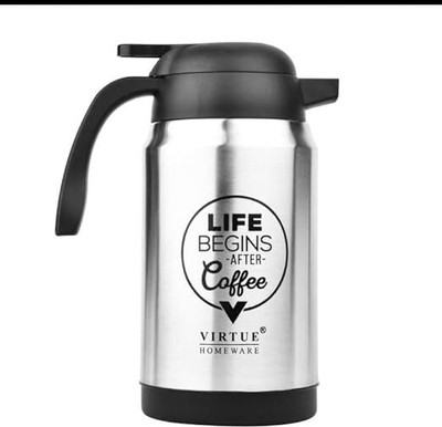 Virtue 2000 ml Steel Flask(Pack of 1, Grey, Black)