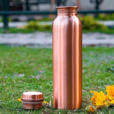 GreenLove Premium Quality 1000 ML Plain Copper Water Bottle for Home Kitchen and School 1000 ml Bottle(Pack of 1, Copper, Copper)