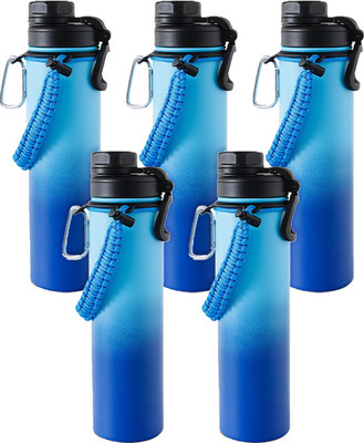 KUBER INDUSTRIES 720 ml Steel Bottle(Pack of 5, Blue)