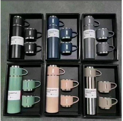Karaksh KarakshVacuum Insulated Flask set 3Cup set 500 ml Flask(Pack of 1, Multicolor, Steel)