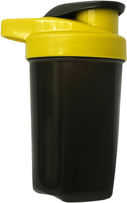 Plaxo 400ml Black Shaker Bottle with Yellow Cap – Leak-Proof, BPA-Free, Durable Design 400 ml Shaker(Pack of 1, Black, Plastic)