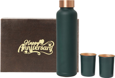INTERNATIONAL GIFT 1000 ml Copper Bottle With Drinking Glass(Pack of 1, Green)