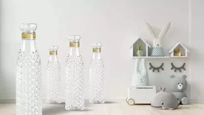YASH Diamond-Cut Water Bottles – 1L Leak-Proof Fridge Bottles Set of 6 1000 ml Water Bottles(Set of 6, White)