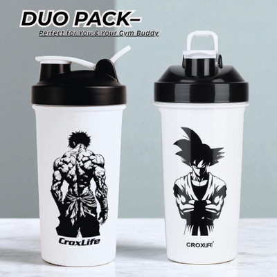 croxlife 600 ml Plastic Shaker(Pack of 2, White)