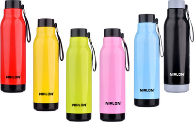 NIRLON 480 ml Steel Bottle(Pack of 6, Multicolor)