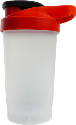 Plaxo 400ml White Shaker Bottle with Red Cap – Leak-Proof, BPA-Free, Durable Design 400 ml Shaker(Pack of 1, Red, Plastic)
