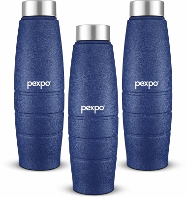 pexpo 1000 ml Fridge and Refrigerator Stainless Steel Water Bottle, Duro 1000 ml Bottle(Pack of 3, Blue, Steel)