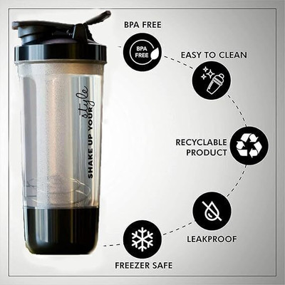 AWARANSIA 600 ml Plastic Shaker(Pack of 1, Black)