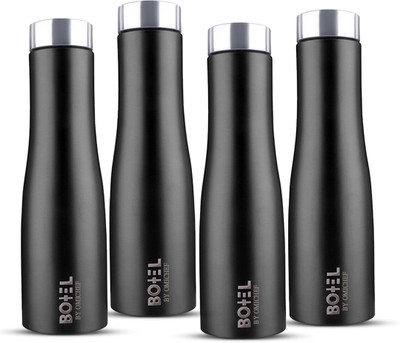 bottel 1000 ml Steel Bottle(Pack of 4, Black)