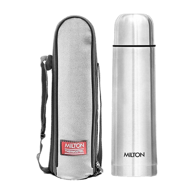MILTON Flip lid 500 Thermosteel Water Bottle, ISI Certified, 24 Hr Hot and Cold 500 ml Stainless Steel Flask(Pack of 1, Silver)