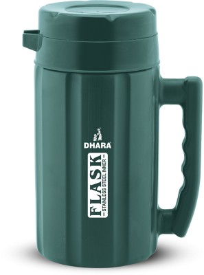 Dhara Stainless Steel Flask 1200 Inner Steel Insulated Hot And Cold Carafe For Tea Coffee Juice 1000 ml Flask(Pack of 1, Green, Steel)