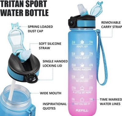 Hapus 1000 ml Silicone Bottle(Pack of 1, Silver)