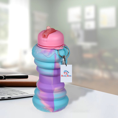 Heart Home 600 ml Silicone Bottle(Pack of 1, Pink)
