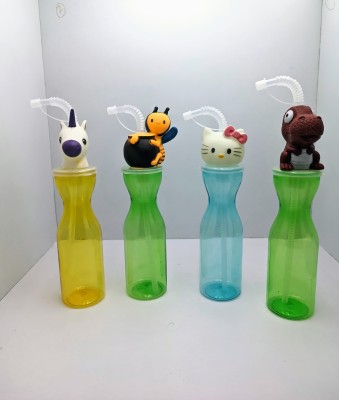 Bandhan Enterprises Unicorn, Honeybee, Cat, dinosaur 600 ml Bottle(Pack of 4, Green, Yellow, Blue, Green, PET)