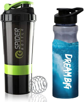 TRUE INDIAN 500 ml Plastic Shaker(Pack of 2, Green, Black)