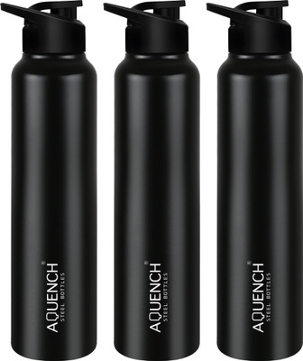 AQUENCH 1000 ml Steel Bottle(Pack of 3, Black)
