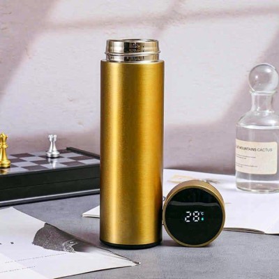Jainsons Plastic LED Hot & Cold Temperature Water Bottle display 500 ml Flask(Pack of 1, Gold, Steel)