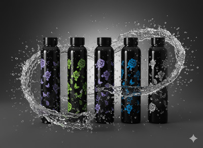 Abhinest 1000 ml Plastic Bottle(Pack of 5, Black)