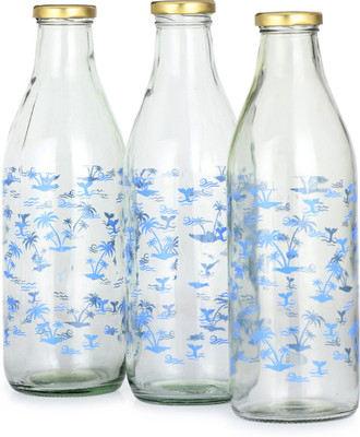 Somil 1000 ml Glass Bottle(Pack of 3, Clear, Blue)