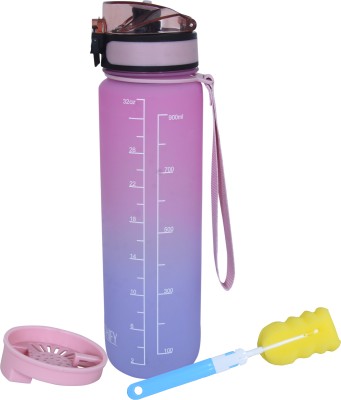 Softconn Motivational Time Marker 1000 ml Water Bottle(Set of 1, Pink, Purple)