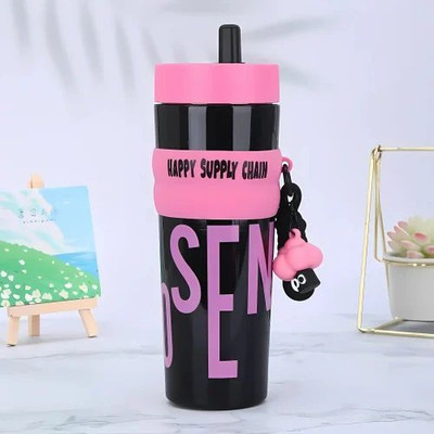 Giftzretailz 500 ml Plastic Sipper(Pack of 1, Pink, Black)
