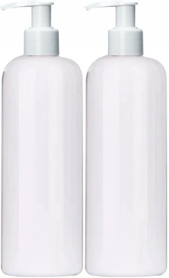 HARRODS White Empty Shampoo Pump Bottles - 500ml 500 ml Bottle(Pack of 2, White, Plastic)