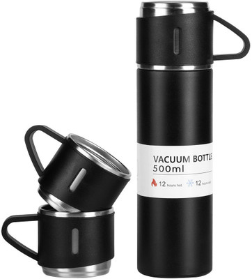 RECTITUDE 500 ml Steel Flask(Pack of 1, Black)