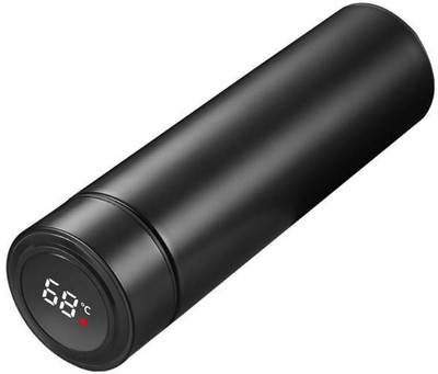 SMIC Stainless Steel Black Vacuum Insulated 500ml Bottle with LED Temperature Display 500 ml Flask(Pack of 1, Black, Steel)