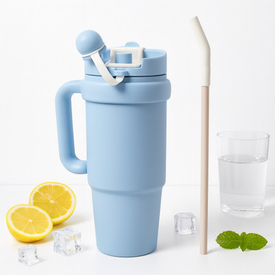 ESSENZA 900 ml Stainless Steel, Silicone Sipper(Pack of 1, Blue)